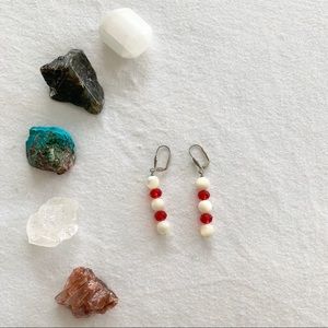 🐚 Abalone Red Crystal Earrings 🐚